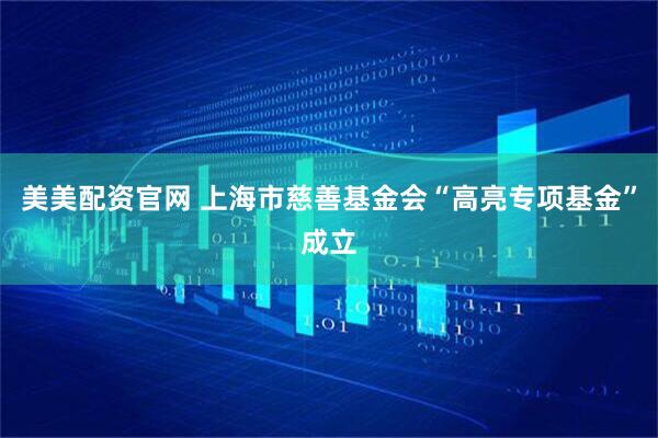 美美配资官网 上海市慈善基金会“高亮专项基金”成立